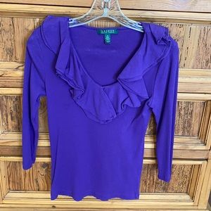 Lauren by Ralph Lauren long sleeve ruffle top